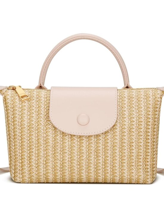 Handbags - Mini Top Handle Purse for Women Small Summer Straw Beach Crossbody Bags for Lady
